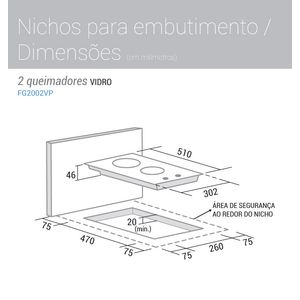 Cooktop a Gás Suggar 2Q Vidro Preto Bivolt FG2002VP