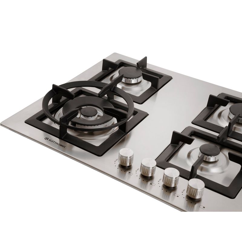 Cooktop 4 Bocas Elettromec Quadratto em Inox, Bivolt