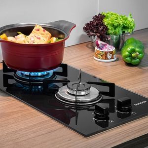 Cooktop a Gás Suggar 2Q Vidro Preto Bivolt FG2002VP