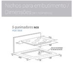 Medidas do Cooktop à Gás Suggar 5 Bocas Inox Bivolt