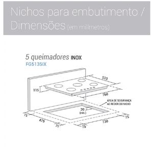 Cooktop a Gás Suggar 5Q Inox Bivolt FG5135IX