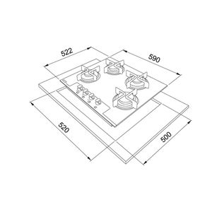 Cooktop a Gás Franke Glass 60 4Q Preto Bivolt 16073