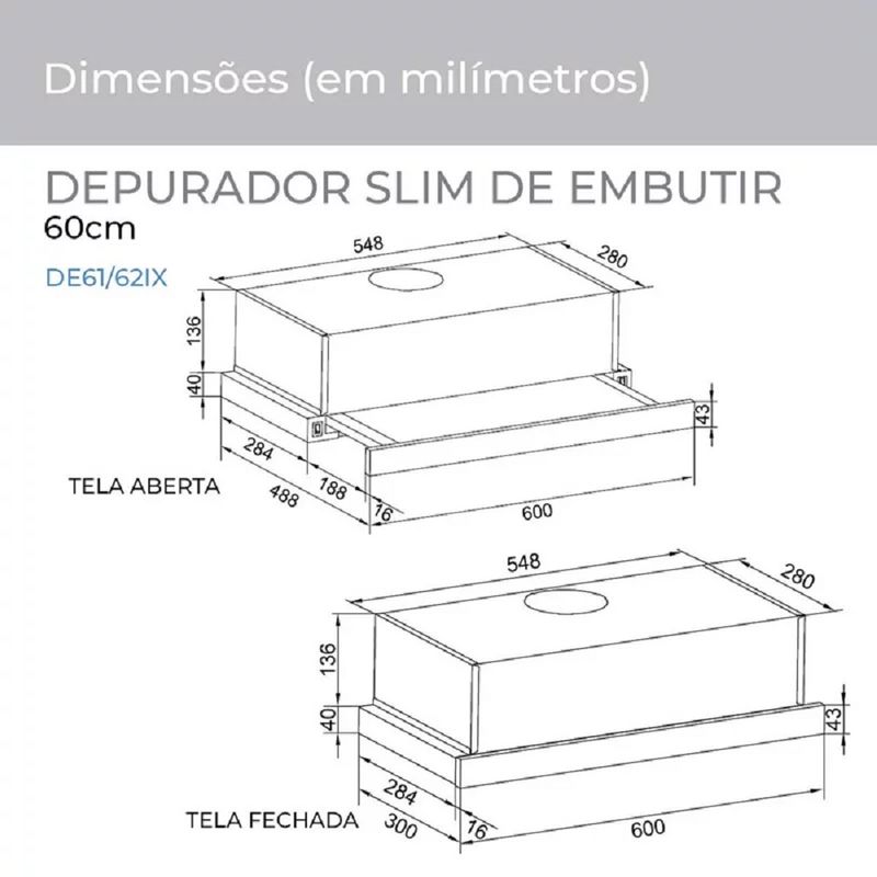 Medidas do depurador de ar suggar