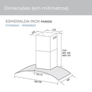 Coifa de Parede Suggar Esmeralda 80cm Inox 220V TP3082IX