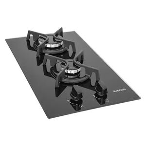 Cooktop a Gás Suggar 2Q Ferro Fundido Vidro Preto Bivolt FG2002FVP