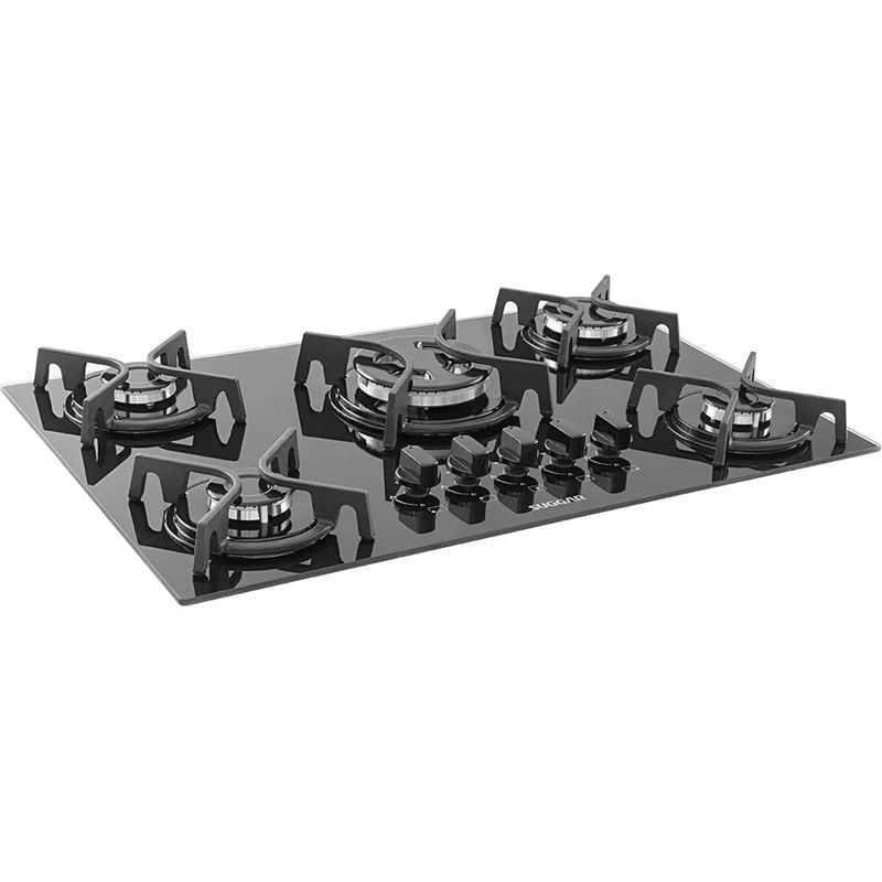 Cooktop 5 bocas suggar preto com mesa de vidro