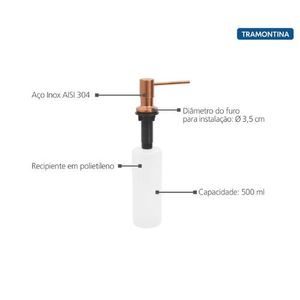 Dosador de Sabão Tramontina Inox 304 Rose 500Ml 94517/404