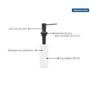Dosador de Sabão Tramontina Inox 304 Preto 500Ml 94517/504