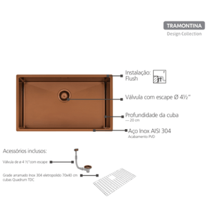 Cuba Tramontina Inox Quadrum Rose 94000/403