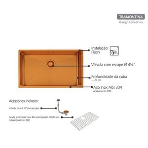 Cuba Tramontina Inox Quadrum Dourada 94000/303