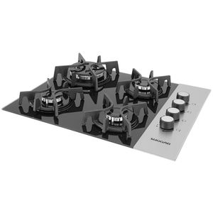Cooktop a Gás Suggar 4Q Mesa de Vidro e Inox Bivolt FG4404FVPIX