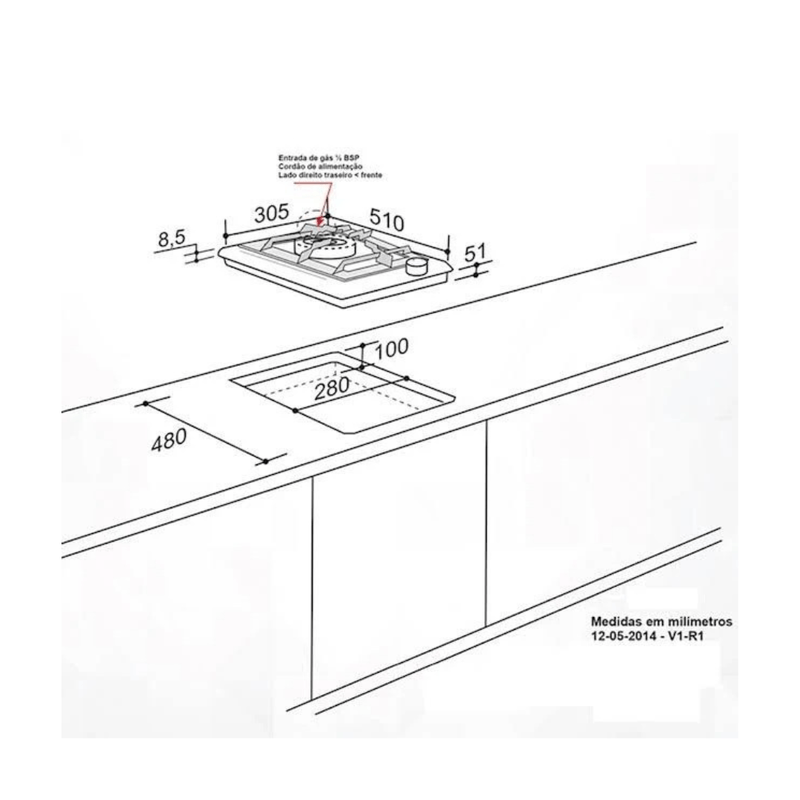 Cooktop-a-Gas-Domino-Quadratto-Elettromec-1-Q-DG-1Q-30-XQ-3ZEA-Cook-Eletroraro--4-