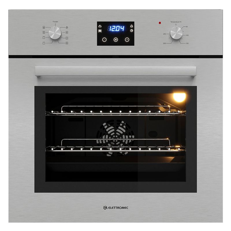 Forno-Eletrico-de-Embutir-Elettromec-LUCE-56-Litros-Inox-e-Preto-220v-FM-EL-60-LC-2TNA-Cook-Eletroraro