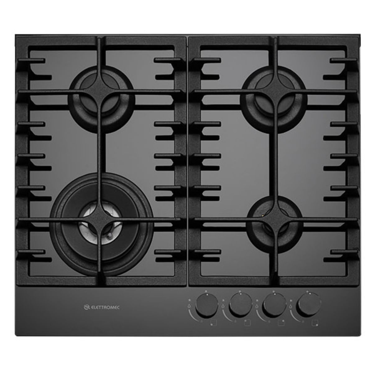 Cooktop 4 Bocas Elettromec Preto - Vetro - Gás Bivolt - Ckg-4q-60-vt-3tna