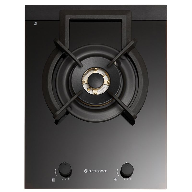 Cooktop-a-Gas-Elettromec-Domino-Vetro-Dual-Flame-1-Queimador-Preto-38CM-Bivolt-DG-1Q-38-VT-3ZEA-Cook-Eletroraro