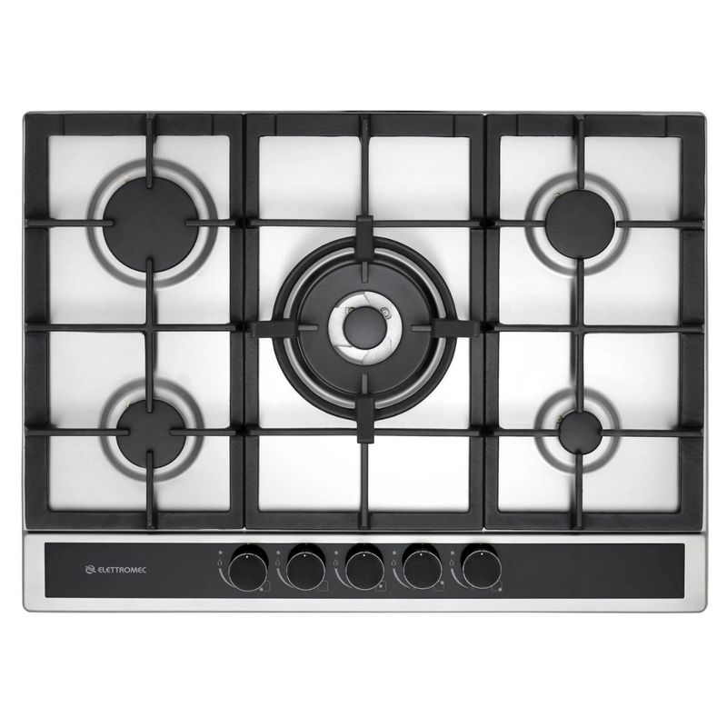 Cooktop-a-Gas-Elettromec-Sole-70cm-Inox-Bivolt-CKG-5Q-70-SL-3TNB-Cook-Eletroraro