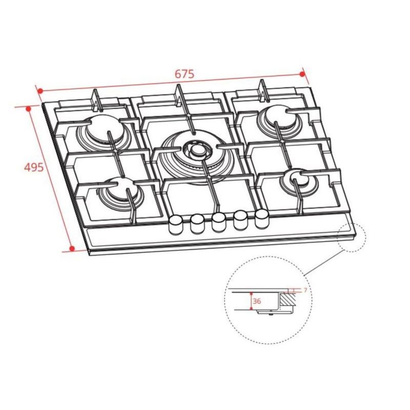 Cooktop-a-Gas-Elettromec-Sole-70cm-Inox-Bivolt-CKG-5Q-70-SL-3TNB-Cook-Eletroraro--7-