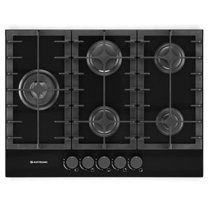 Cooktop a Gás Elettromec Vetro 5Q 70cm Preto Bivolt CKG-5Q-70-VT-3TNB