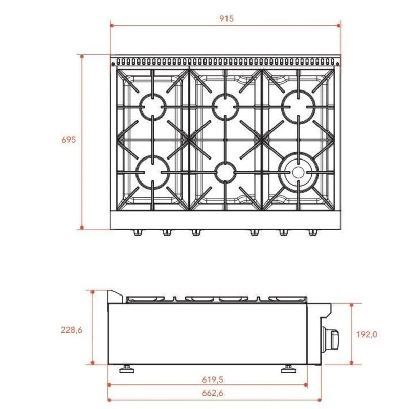 Rangetop-a-Gas-Elettromec-6-Queimadores-36-Polegadas-Inox-110V-RT-6Q-36-XP-1SGA-Cook-Eletroraro--5-