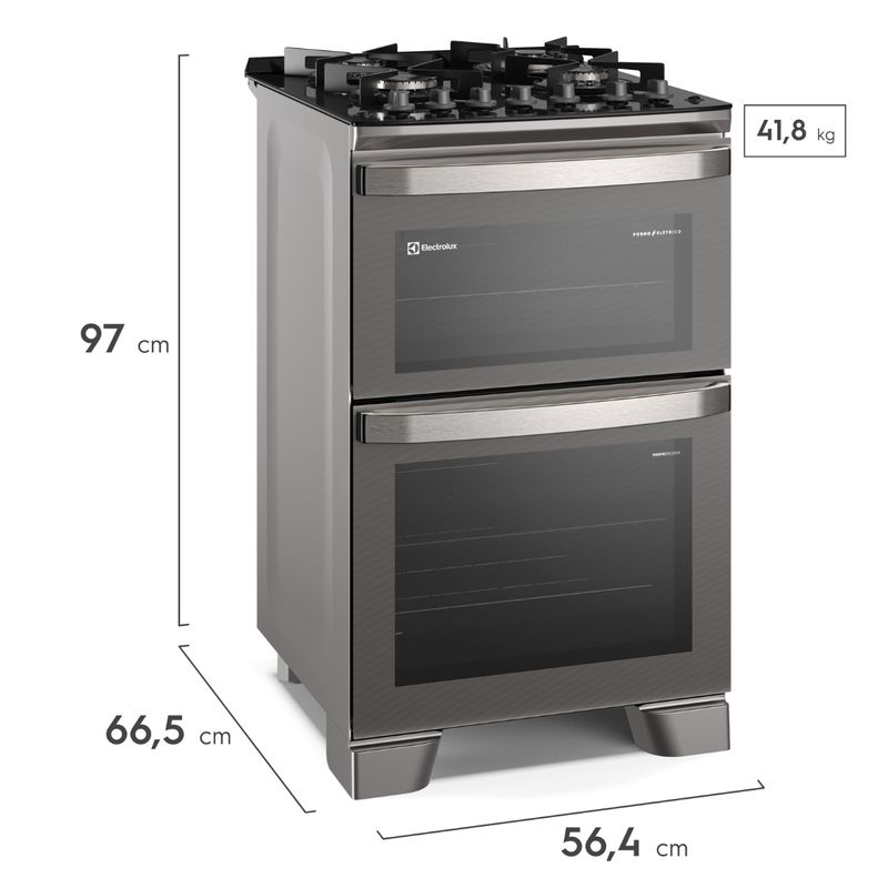 Fogao-Electrolux-FE4DC-Com-Forno-Duplo-PerfectCook360-4-Queimadores-Cinza-110V-33042CBA185-Cook-Eletroraro--4-