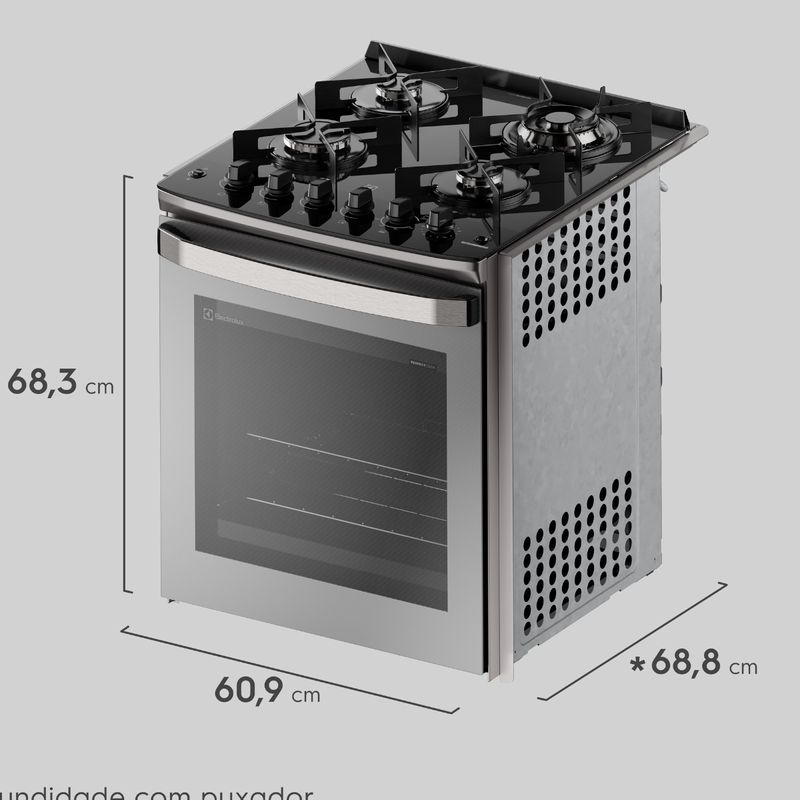 Fogao-Electrolux-FE4EC-de-Embutir-PerfectCook360-Vaporbake-4-Queimadores-Cinza-110V-33041FBA185-Cook-Eletroraro--4-