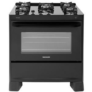 Fogão de Piso Suggar Max Glass 5Q Mesa Vidro Preto Bivolt FGVMG510PT