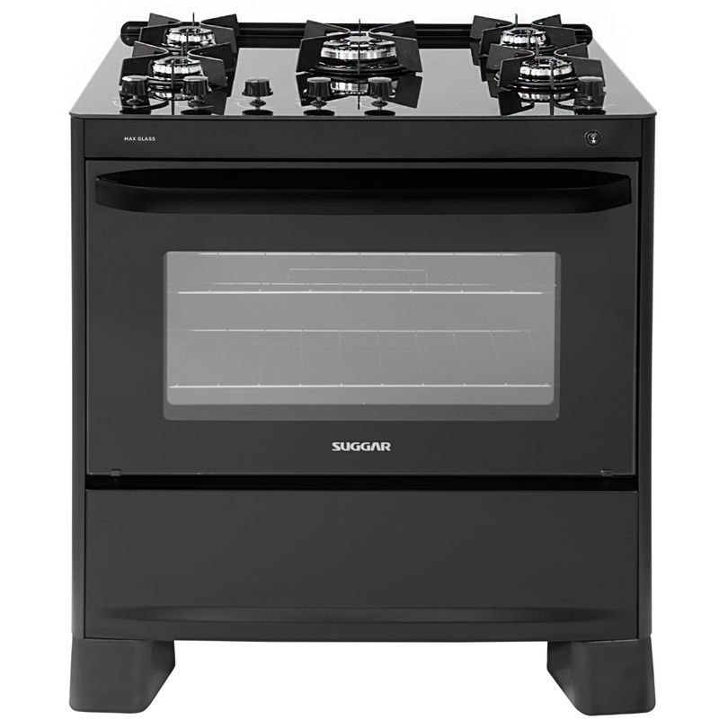 Fogao-Suggar-Max-Glass-5-Queimadores-Mesa-Vidro-Preto-Bivolt-FGVMG510PT-Cook-Eletroraro