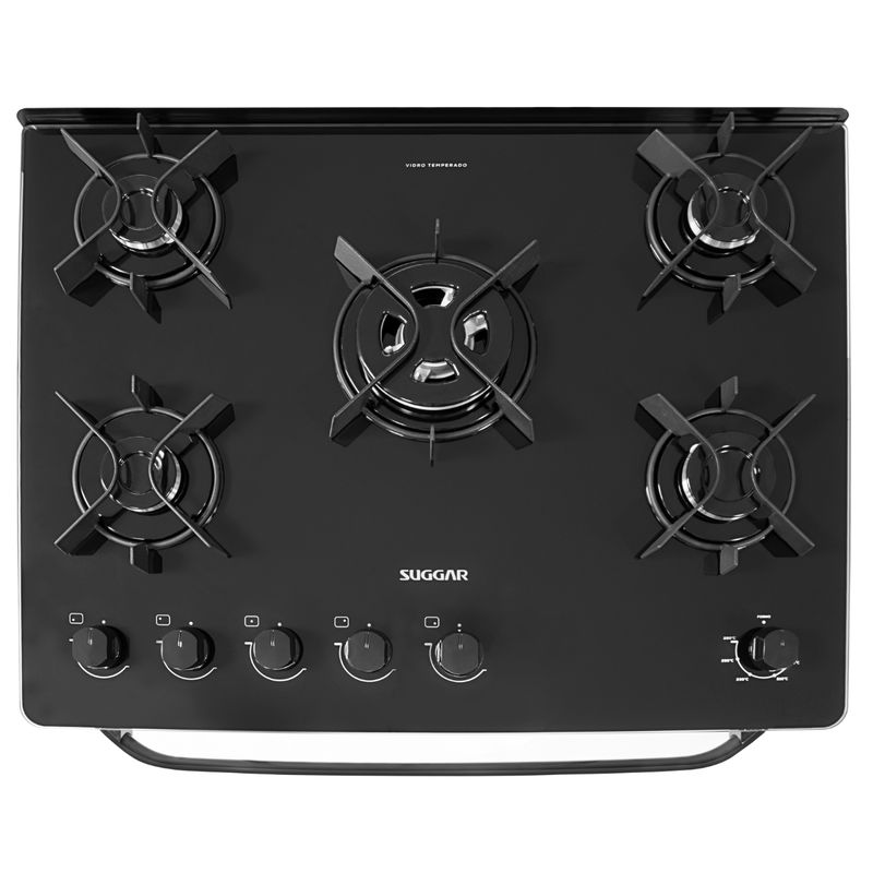 Fogao-Suggar-Max-Glass-5-Queimadores-Mesa-Vidro-Preto-Bivolt-FGVMG510PT-Cook-Eletroraro--3-