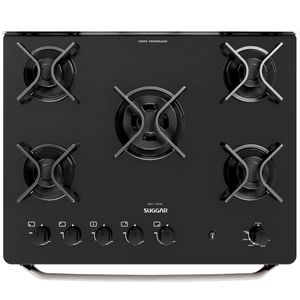 Fogão de Piso Suggar Best Glass 5Q Mesa Vidro Preto Bivolt FGVBG510PT