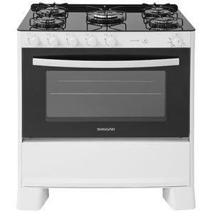 Fogão de Piso Suggar Cook Glass 5Q Mesa Vidro Branco Bivolt FGVCG510BR