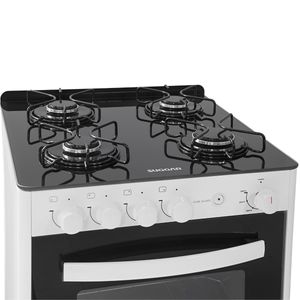 Fogão de Piso Suggar Cook Glass 4Q Mesa Vidro Branco Bivolt FGVCG410BR