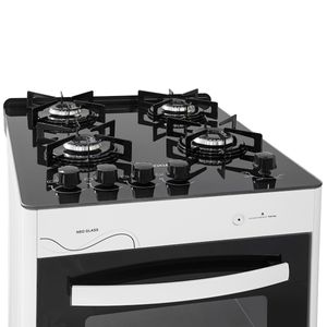 Fogão de Piso Suggar Neo Max 4Q Mesa Vidro Branco Bivolt FGVNG410BR