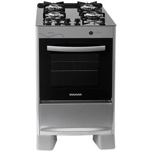 Fogão de Piso Suggar Neo Glass 4Q Mesa Vidro Prata Inox Bivolt FGVNG410PRIX