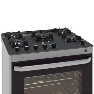 Fogão de Piso Suggar Max Glass 5Q Mesa Vidro Prata Inox Bivolt FGVMG510PRIX