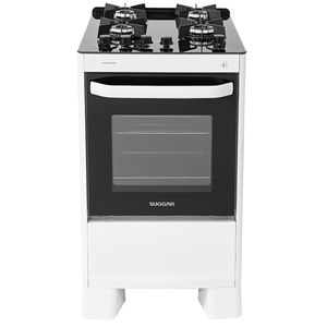 Fogão de Piso Suggar Max Glass 4Q Mesa Vidro Branco Bivolt FGVMG410BR