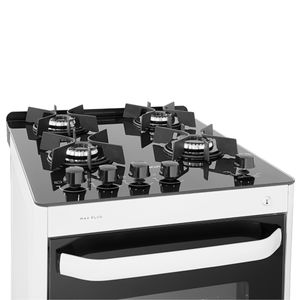 Fogão de Piso Suggar Max Glass 4Q Mesa Vidro Branco Bivolt FGVMG410BR