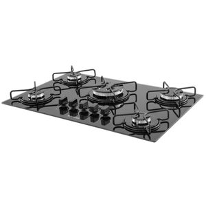 Cooktop a Gás Suggar 5Q Aço Esmaltado Vidro Preto Bivolt FG5305AVP