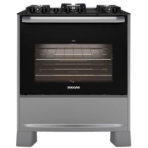 Fogão de Piso Suggar Best Glass 5Q Mesa Vidro Prata Inox Bivolt FGVBG510PRIX