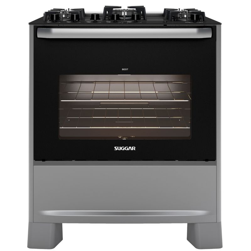 Fogao-Suggar-Best-Glass-5-Queimadores-Mesa-Vidro-Prata-Inox-Bivolt-FGVBG510PRIX-Cook-Eletroraro