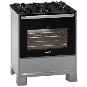 Fogão de Piso Suggar Best Glass 5Q Mesa Vidro Prata Inox Bivolt FGVBG510PRIX