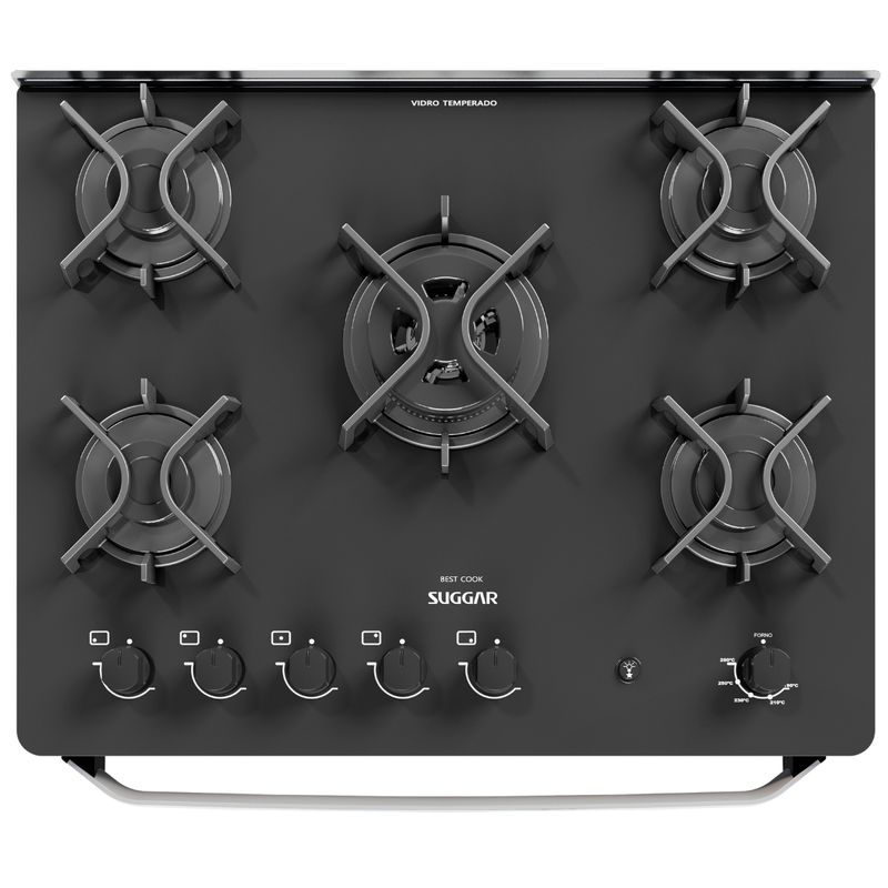 Fogao-Suggar-Best-Glass-5-Queimadores-Mesa-Vidro-Prata-Inox-Bivolt-FGVBG510PRIX-Cook-Eletroraro--5-