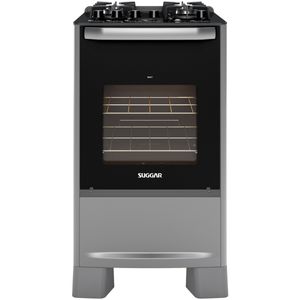 Fogão de Piso Suggar Best Glass 4Q Mesa Vidro Prata Inox Bivolt FGVBG410PRIX