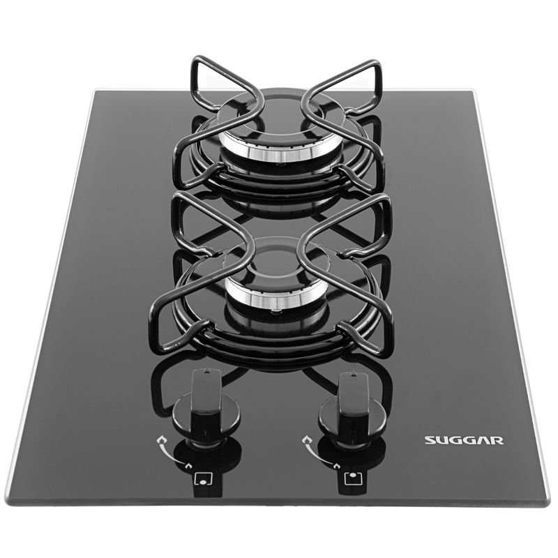 Cooktop-a-Gas-Suggar-2Q-Aco-Esmaltado-Vidro-Preto-Bivolt-FG2002AVP-Cook-Eletroraro