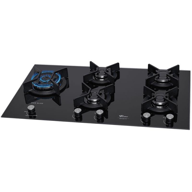 Cooktop-a-Gas-Fischer-Ferro-Fundido-Infinity-5-Queimadores-Mesa-Vidro-Preto-Bivolt-31800-82260-Cook-Eletroraro