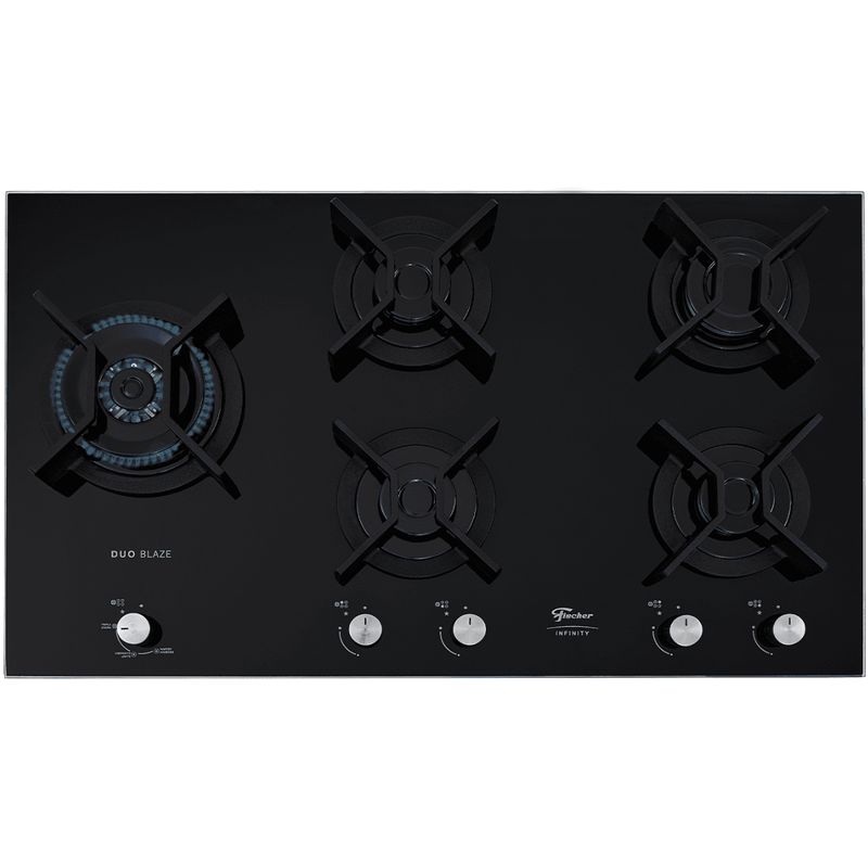 Cooktop-a-Gas-Fischer-Ferro-Fundido-Infinity-5-Queimadores-Mesa-Vidro-Preto-Bivolt-31800-82260-Cook-Eletroraro--2-