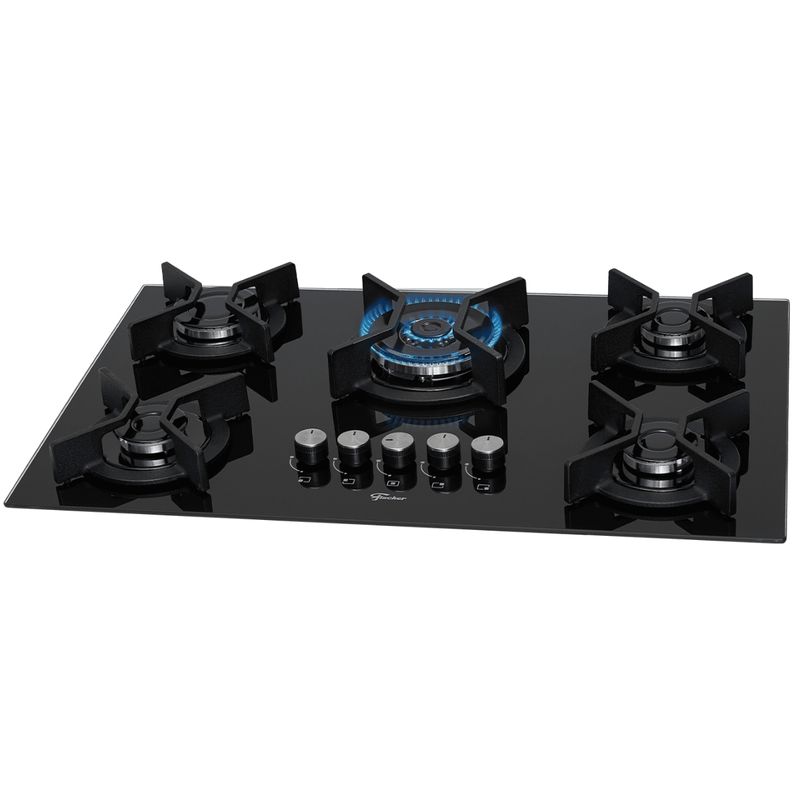 Cooktop-a-Gas-Fischer-Ferro-Fundido-Infinity-5-Queimadores-Mesa-Vidro-Preto-Bivolt-26298-57077-Cook-Eletroraro