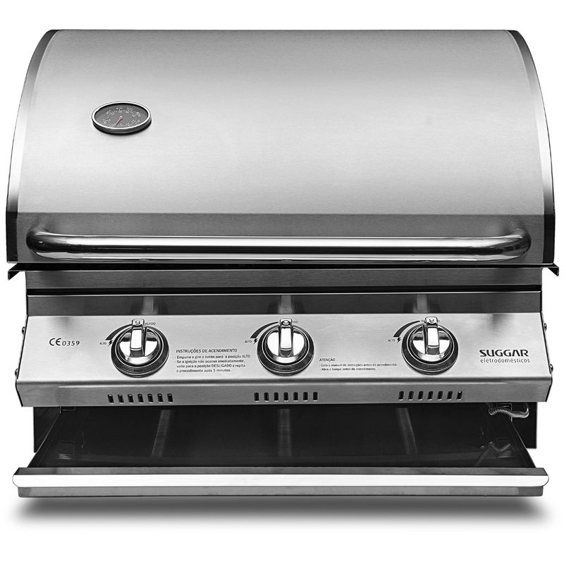 Churrasqueira-a-Gas-Suggar-Bancada-Inox-CH3001IX-Cook-Eletroraro