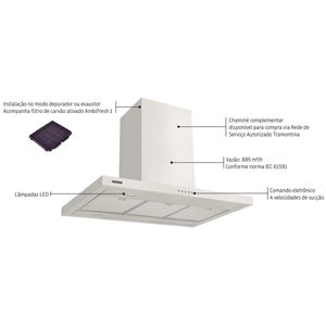 Coifa de Ilha Tramontina New Dritta Isla 90cm Inox 110V 95800/017