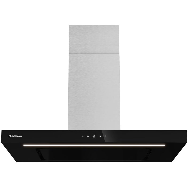 Coifa-de-Parede-Elettromec-Vetro-Connect-90Cm-Preta-Inox-220V-CFP-VTR-90-VP-2ATC-Cook-Eletroraro