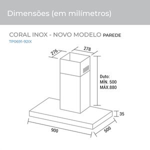 Coifa de Parede Suggar Coral 90cm Inox 110V TP0691IX